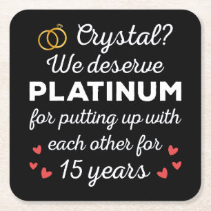 15:e Bröllop-årsdagen I - Crystal Funny Couple Underlägg Papper Kvadrat