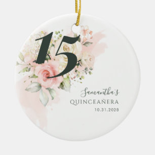 15:e födelsedag Blommigt Quincenera Party Julgransprydnad Keramik