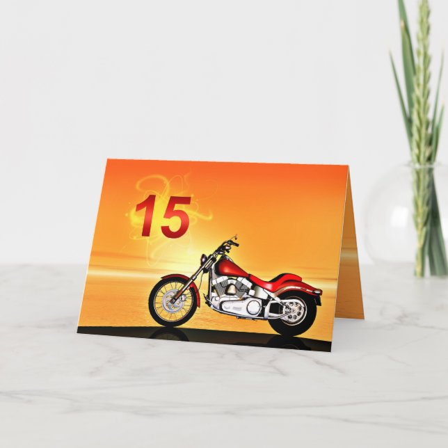 15:e födelsedag Motorcykelns start Kort (Framsida)