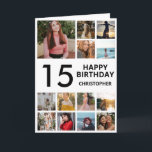 15:e födelsedag Photo Collage 13 Photos Black Whit Kort<br><div class="desc">15:e Grattis på födelsedagen Photo Collage 13 Photos Black and White Birthday Card för alla åldrar. Den 13:e 15:e 16:e 18:e 20:e 30:e 40:e 60:e 70:e 80:e 90:e 100:e, alla åldrar. Om du vill göra ytterligare anpassningar klickar du på knappen "Anpassa" och användor verktyg som är utformat för att ändra...</div>