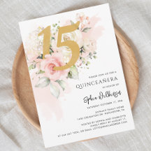 15:e födelsedag Quinceanera-Blommigten Vattenfärg