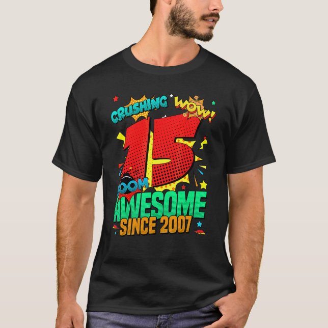 15:e födelsedag Tecknad Stil Fantastisk sedan 2007 T Shirt (Framsida)