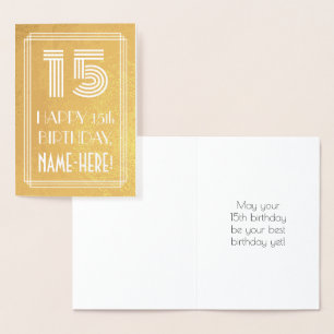 15:e födelsedagen - Art Deco Inspired Titta "15" + Folierat Kort