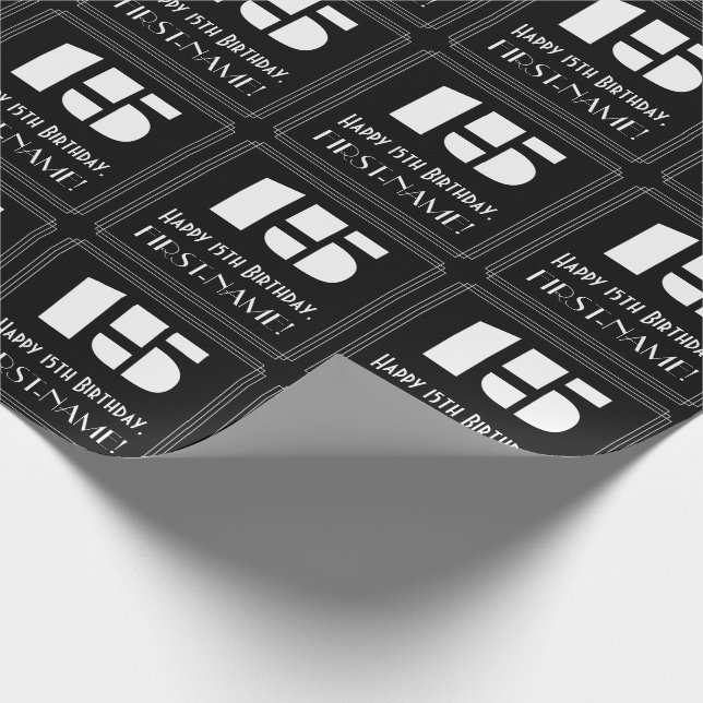 15:e födelsedagen: Art Deco Inspired Titta "15" oc Presentpapper (Hörn)