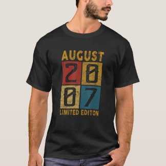 15:e födelsedagen augusti 2007, född 2007 15 år ga t shirt