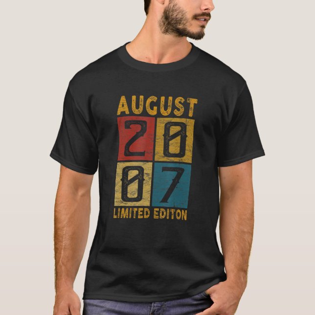 15:e födelsedagen augusti 2007, född 2007 15 år ga t shirt (Framsida)