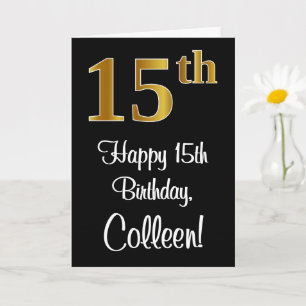 15:e födelsedagen ~ Elegant Luxurious Faux Guld Ti Kort