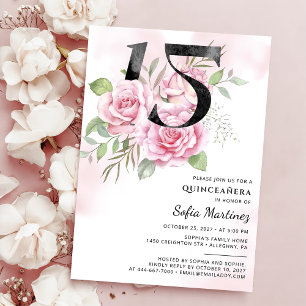 15:e födelsedagen Quinceanera Rustic Blommigt Inbjudningar