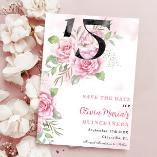 15:e födelsedagen Quinceanera Rustic Blommigt Spara Datumet