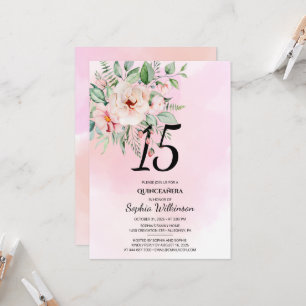 15:e födelsedagen Quinceanera Rustic Blommigt Vatt Inbjudningar