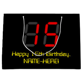 15:e födelsedagen: Red Digital Clock Stil "15" + N