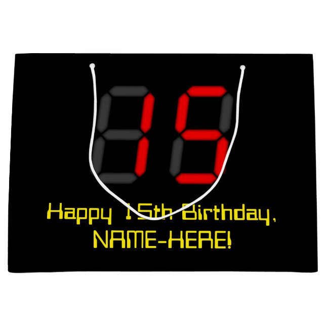 15:e födelsedagen: Red Digital Clock Stil "15" + N (Framsidan)