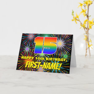 15:e födelsedagen: Roligt, färgstarka brinnande Fi Kort