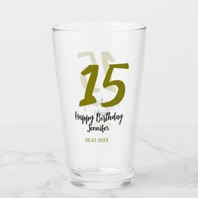 15:e födelsedagsefterfrågan - lägg till datum år g glaskopp (Framsida)