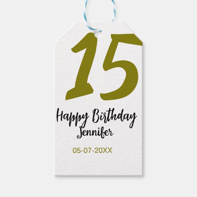 15:e födelsedagsefterfrågan - lägg till datum år g presentetikett (Framsidan)