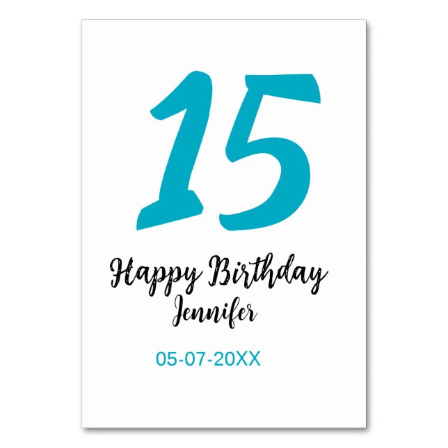 15:e födelsedagsefterfrågan - lägg till datumårlig bordsnummer (Framsidan)