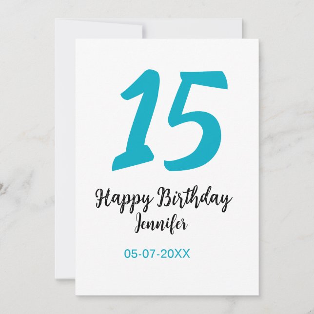 15:e födelsedagsefterfrågan - lägg till datumårlig inbjudningar (Framsida)