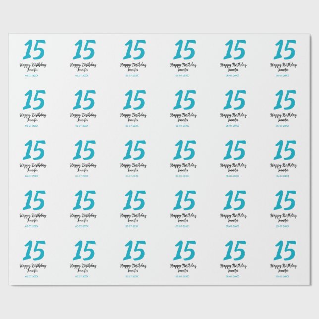 15:e födelsedagsefterfrågan - lägg till datumårlig presentpapper (Platt)