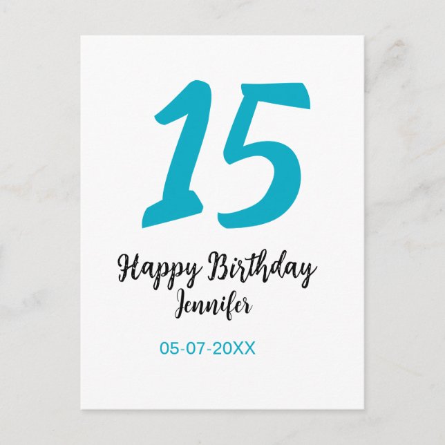 15:e födelsedagsefterfrågan - lägg till datumårlig vykort (Framsida)