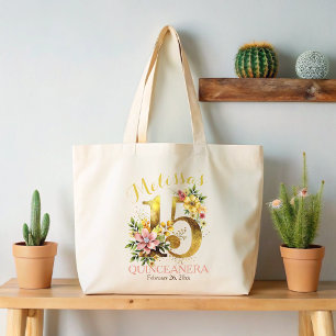 15:e Födelsedagsfestens Blommigt Jumbo Tygkasse