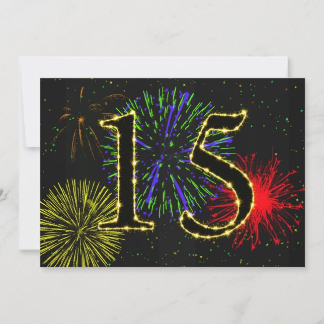 15:e födelsedagsfestens inbjudan (Framsida)