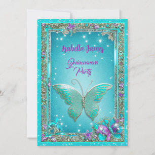15:e födelsedagskalkoser lila butterflies-klass inbjudningar