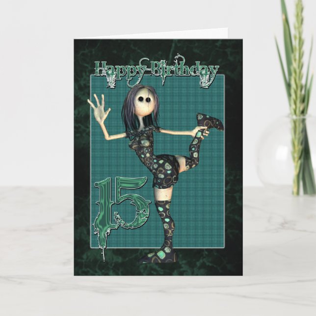 15:e födelsedagskort med Moonies H.I.P Rag Doll Kort (Framsida)