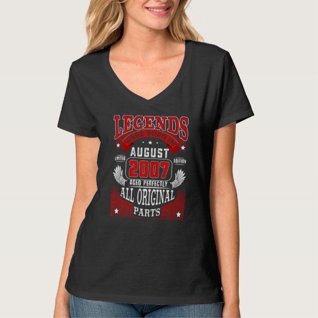 15:e födelsedagsleden, född i augusti 2007 15 år t shirt (Framsida)