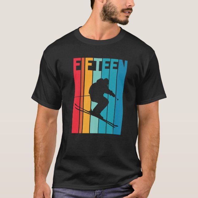 15:e födelsedagspojken Retro Ski Älskare Skier 15  T Shirt (Framsida)