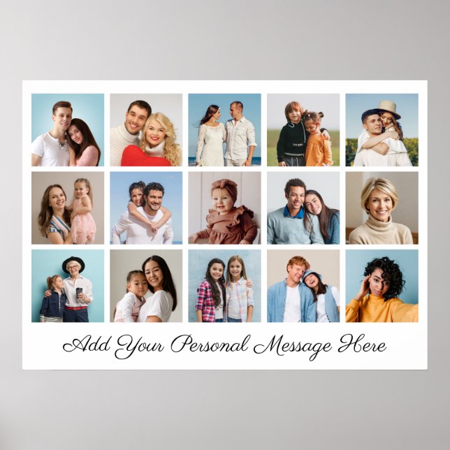 15 Fotokollage lägg till din egen Hälsning Poster (Framsidan)