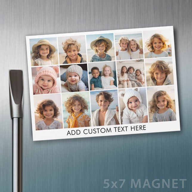 15 Fotos Collage Grid - Skript Text - Magnet (Photo Magnet - 5x7)