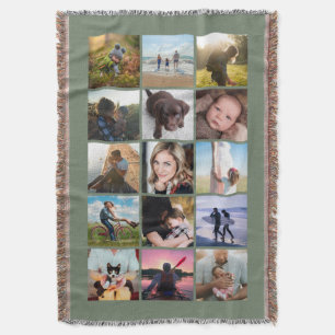 15 Fyrkantig fotokollektion Minnessaker Salvia Filt