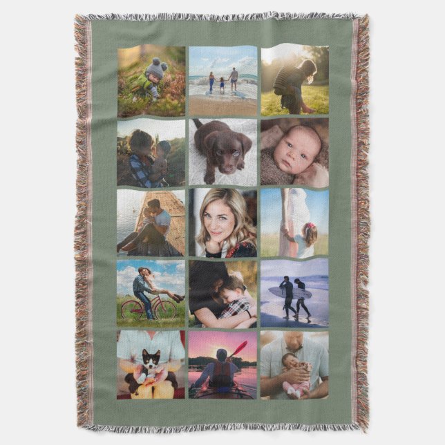 15 Fyrkantig fotokollektion Minnessaker Salvia Filt (Framsidan Vertikal)