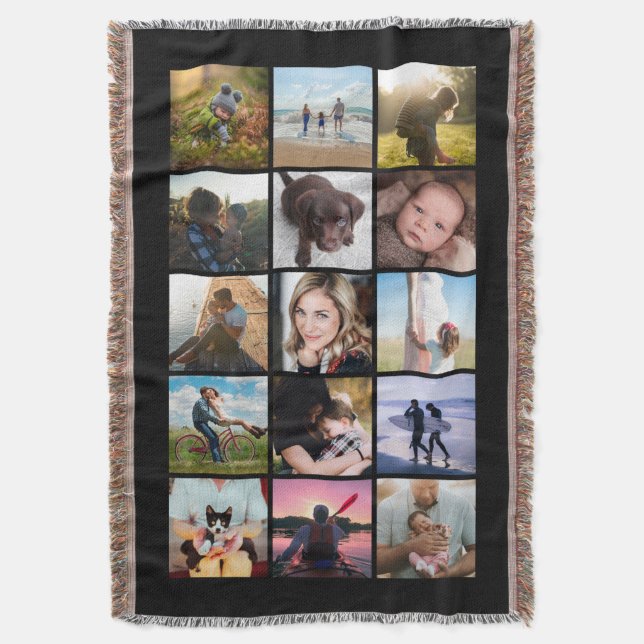 15 Fyrkantig fotokollektion Svart Minnessask Mysfilt (Framsidan Vertikal)