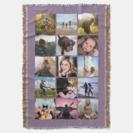 15 Fyrkantscollage Minnessak Lavendel Filt