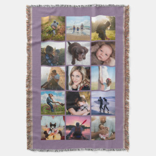 15 Fyrkantscollage Minnessak Lavendel Filt