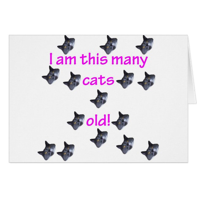 15 gammala katthuvud hälsningskort (Framsidan Horizontal)