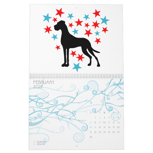 15 månader Grand Danois Kalender (Feb 2027)