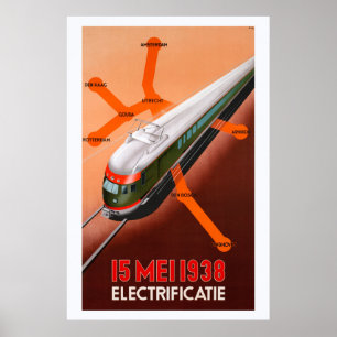 15 Mei 1938 Electrificatie Vintage affisch