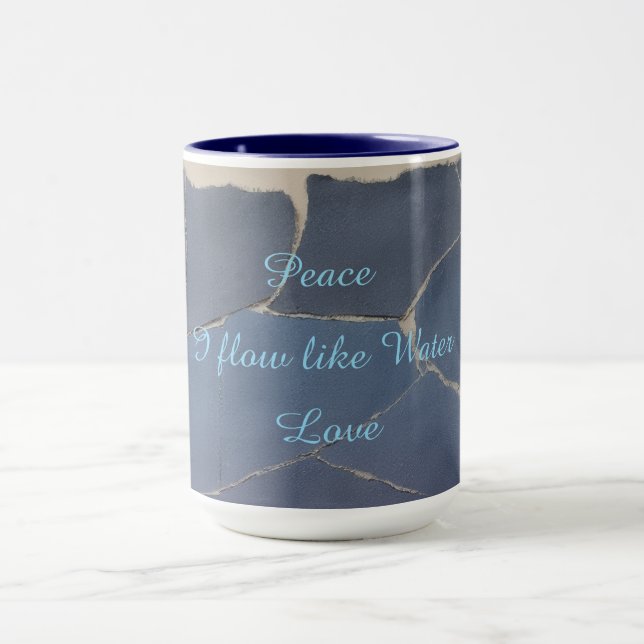 15 oz Combo Mug Peace, Love - Blue Zen Papercut Mugg (Center)