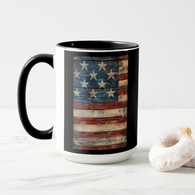 15 OZ Kaffe kopp med patriotiska mönster (Med munk)