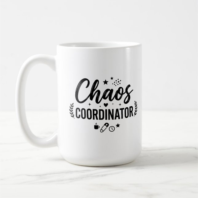 15 oz Klassisk Mugg, Kaffeälskare Koordinator Kaos Kaffemugg (Vänster)