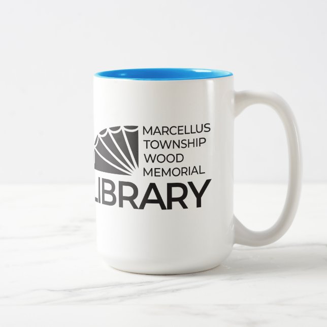 15 oz Stor mugg Bibliotekets logotyp Blå (Höger)
