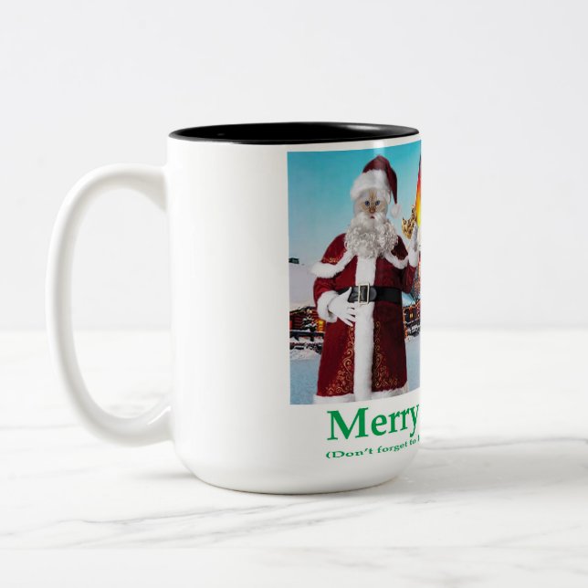 15 oz två ton mugg. God jul. katter/ mr Mr Två-Tonad Mugg (Vänster)