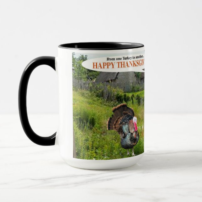 15 oz två ton mugg. Happy thanksgiving kalkon Mugg (Vänster)