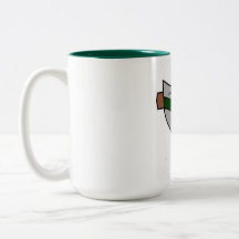 15 oz vitt kaffe mugg med grönt insida