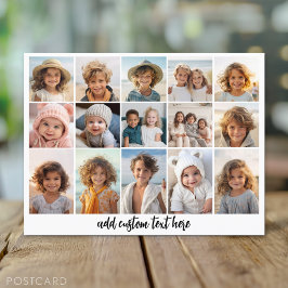 15 Photo Collage Grid - Script Text - svart vitt Vykort