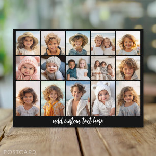 15 Photo Collage Grid - Script Text - svart vitt Vykort
