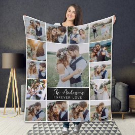 15 Photo Collage Monogram Namn Fleecefilt