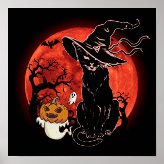 15 Retro Halloween Skräck Svart Katt Häxa Kostym Poster